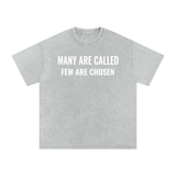'Many Are Called - Few Are Chosen' Snow Washed Oversized Cotton T-Shirt