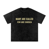'Many Are Called - Few Are Chosen' Snow Washed Oversized Cotton T-Shirt
